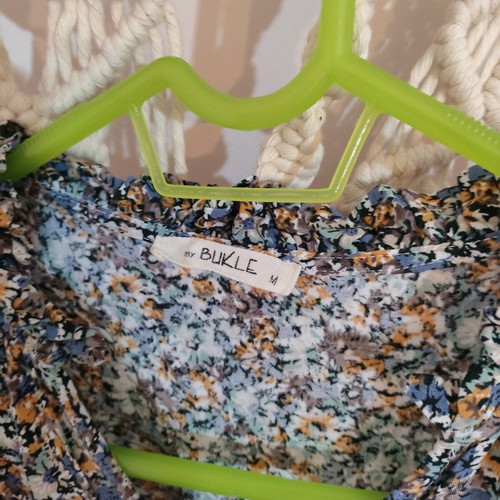 Long floral dress like new, viscose, gray and blue, size M