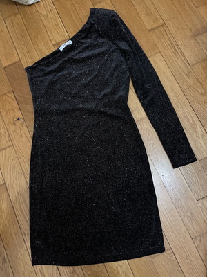 Mango black asymmetrical sparkly dress like new, size S