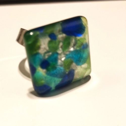 Turquoise faux bijoux ring summer style Murano adjustable size