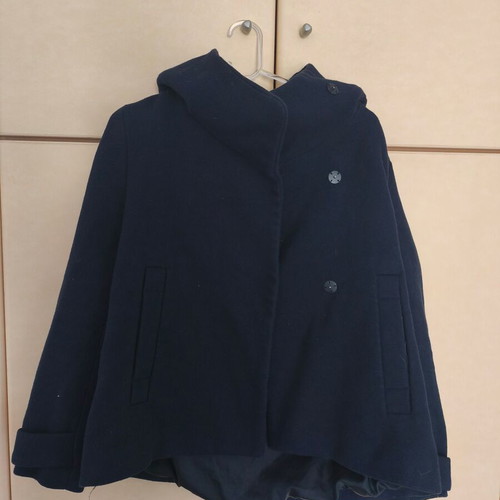 Zara coat with hood like new, size Medium, Navi Blue color