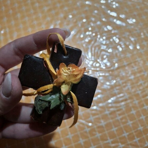 Handmade clay cross like new from Mytilene