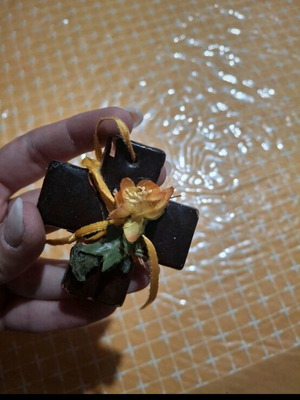 Handmade clay cross like new from Mytilene