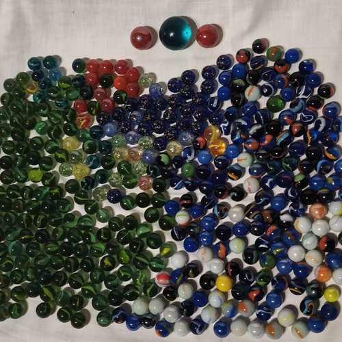 Glass marbles like new, set of 360 pieces