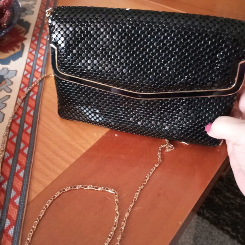 Evening clutch bag with chain like new, black