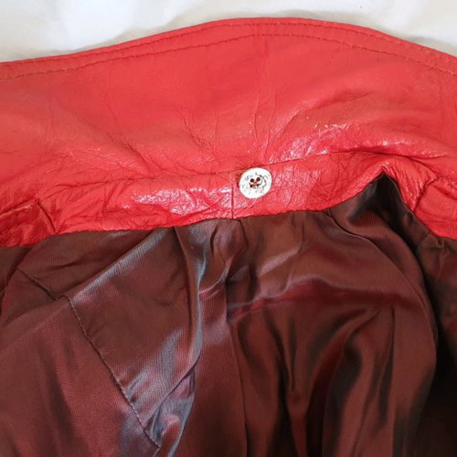 Leather coat used, Greek made, red, size M