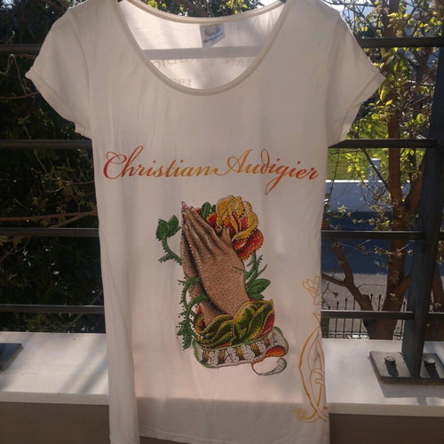 Christian Audigier blouse used, size XL, white