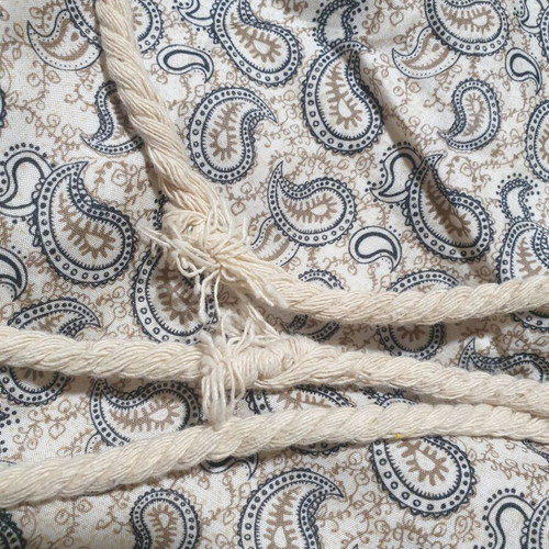 Drawstring backpack with paisley pattern and gold details, new