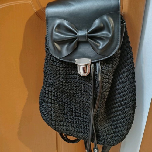 Knitted bag used black backpack