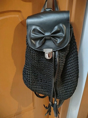 Knitted bag used black backpack