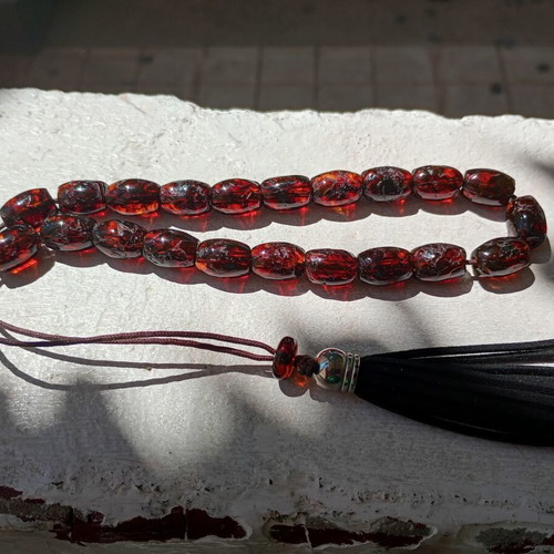 Collectible old komboloi from natural amber