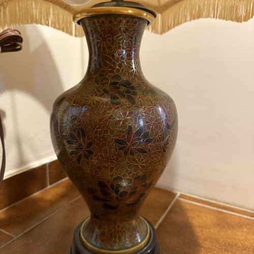 Vintage table lamp with ceramic base and fabric lampshade like new