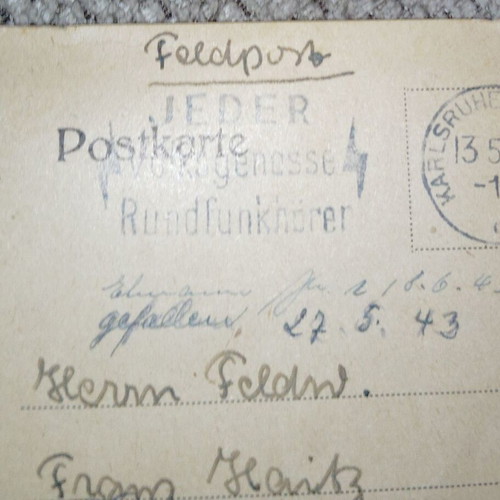 Feldpost 1942-1943 historical archive Franz Heitz new