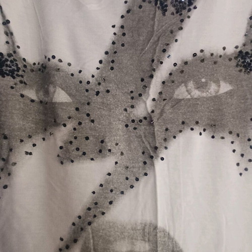 Religion T Shirt with black sequins, like new, white, size S