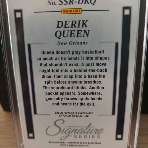 Panini 2025-26 Signature Series Derik Queen Pelicans RC Auto new