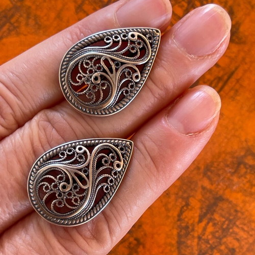 Silver Russian Filigree Earrings 925 stamped new