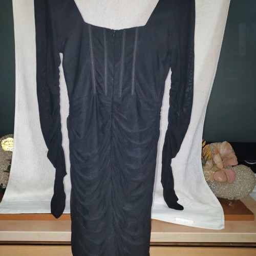 Mini dress with corset and ruched details, like new, black, size XS