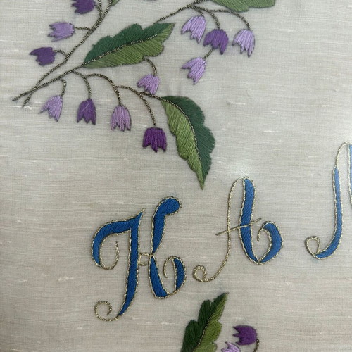 Vintage embroidered towel rack frame