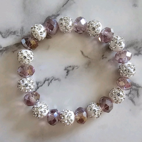 Beaded bracelet pink-white new