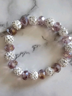 Beaded bracelet pink-white new