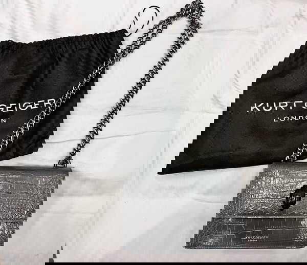 Kurt Geiger London grey shiny croc strap bag LIMITED EDITION