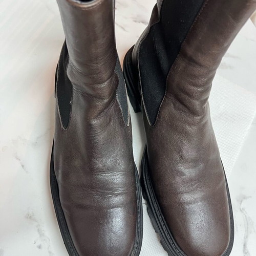 Zara leather Chelsea boots brown size 40 like new