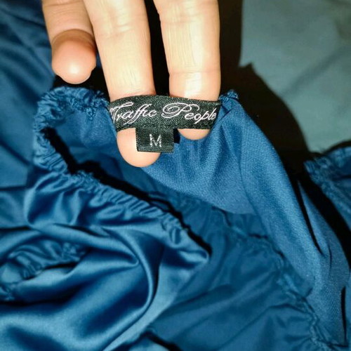 Traffic People satin navy blue dress like new, size M