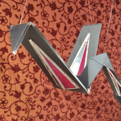 Handmade origami bird vitraux set of 3 like new