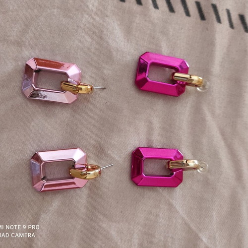 Earrings like new, fuchsia and pink, 4 cm