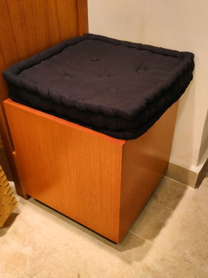 Wooden stool with cushion used