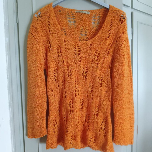 Knitted blouse with ribbon, medium, orange