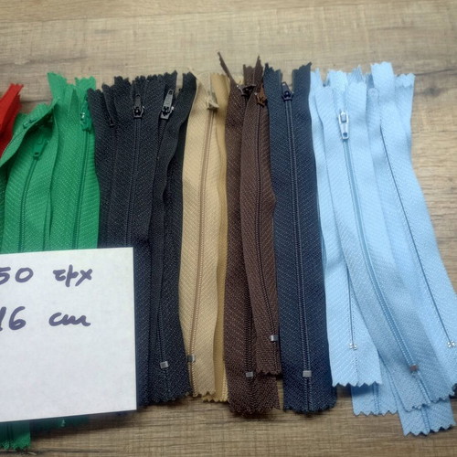 Optilon zippers pack of 50, 16 cm, assorted colors