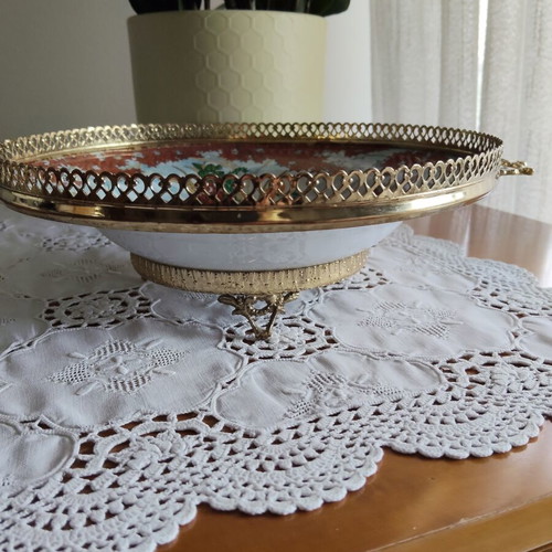 Vintage porcelain decorative plate with gilded details