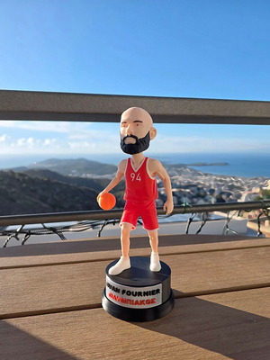 Evan Fournier 3D printed basketball figure with base
