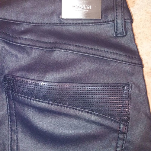 Morgan pants with leather look new, size 36, dark blue