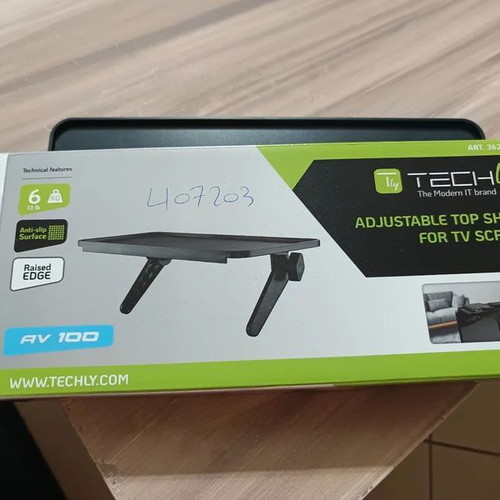 Adjustable Top Shelf for TV Screen new, black plastic