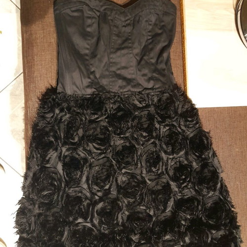 Black strapless dress with flowers Pink Woman used, Small size
