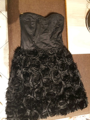 Black strapless dress with flowers Pink Woman used, Small size