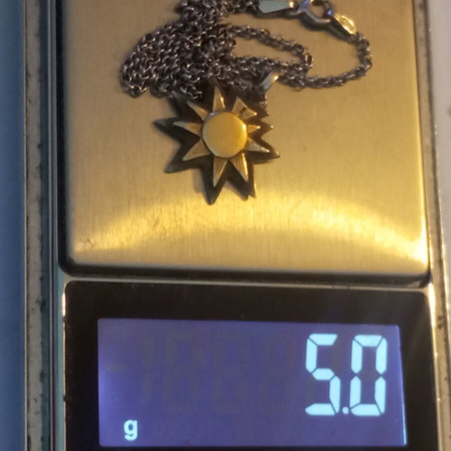 Silver-gold North Star pendant 950 750 with silver chain 925, 45cm