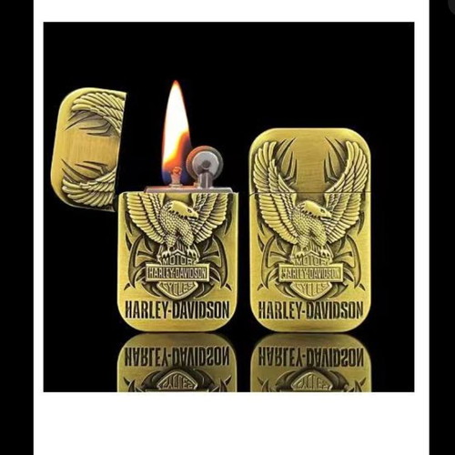 Harley-Davidson metal kerosene lighter bronze embossed
