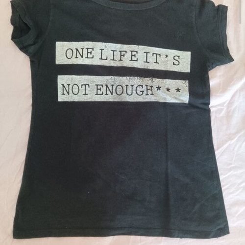 Zara women's T-shirt used, medium, black with logo