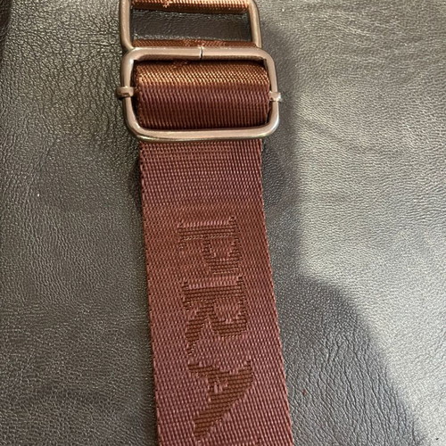 Bag strap new, brown with silver metal details and technoleather