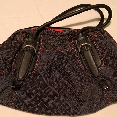 Hilfiger Denim tote shoulder bag, black and red