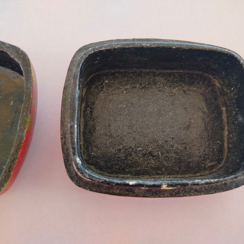 Decorative papier-mache box used with colorful patterns
