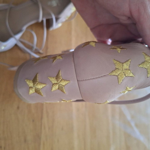 Wittner sandals used with thick heel, size 40, beige and gold