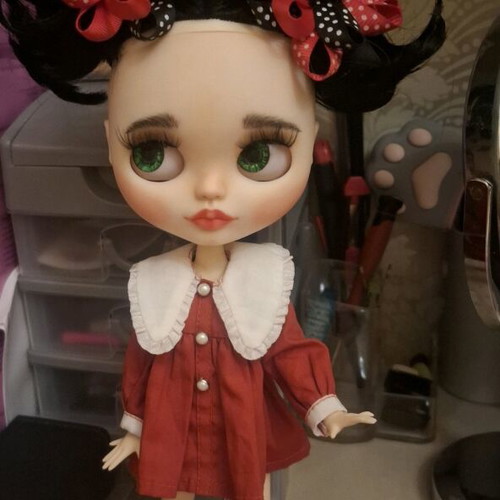 Blythe doll new handmade with hand-painted ladybug design
