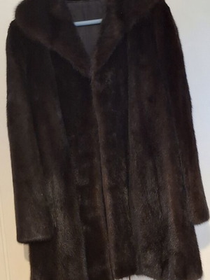 Fur coat used, dark brown color