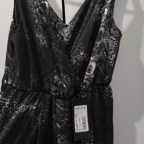 On Line long dress new, dark olive green slit