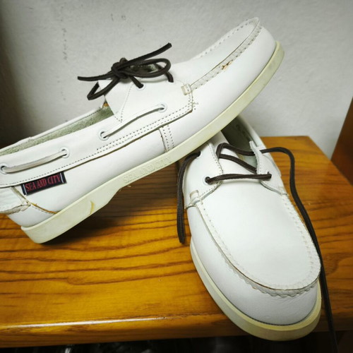Sea & City boat shoes like new, white leather, size 45