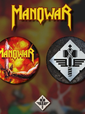 Manowar Pins New, 2 Large 3cm Badges