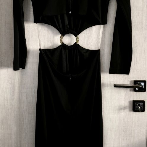 Deja Vu maxi dress with cut outs, like new, size large, black